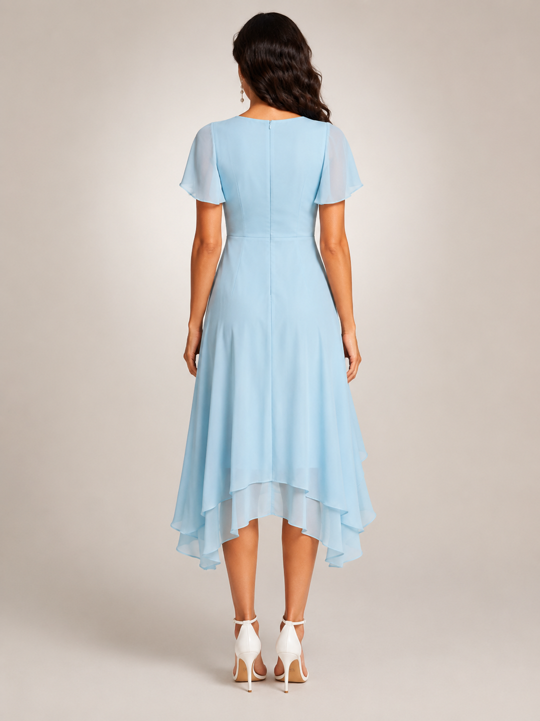 Roxane — Robe midi asymétrique à col V