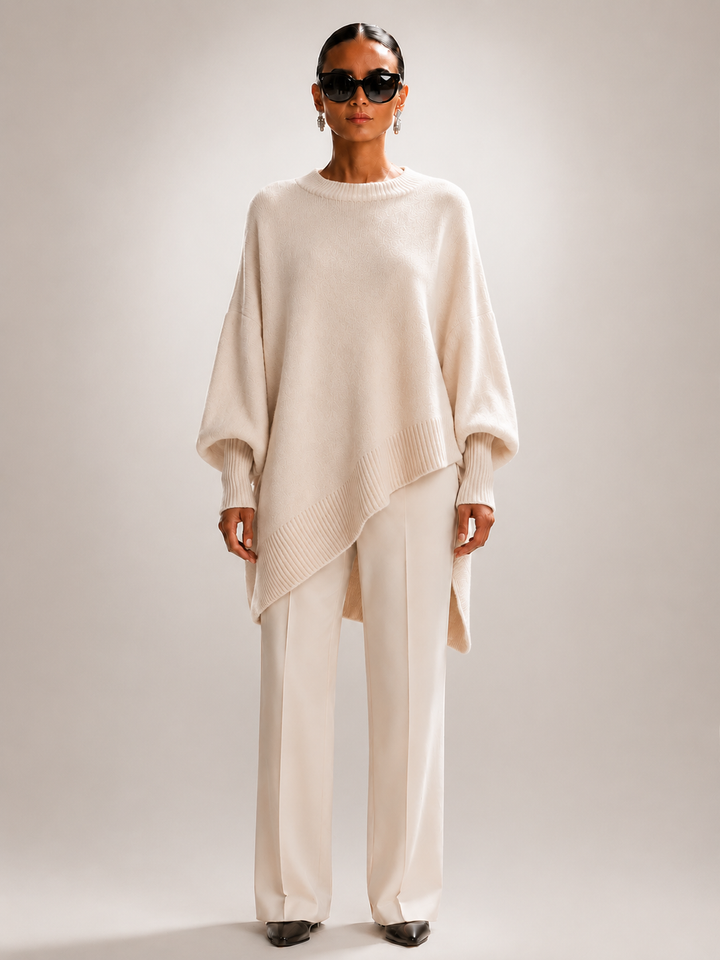 Élodie | Pull oversize drapé à ourlet asymétrique