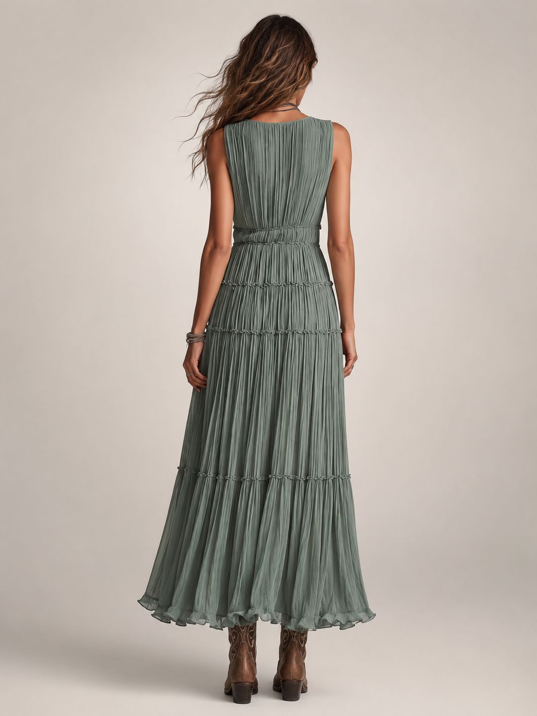 Garance — Robe longue bohème à volants étagés