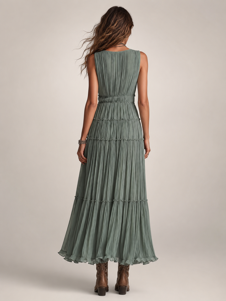 Garance — Robe longue bohème à volants étagés