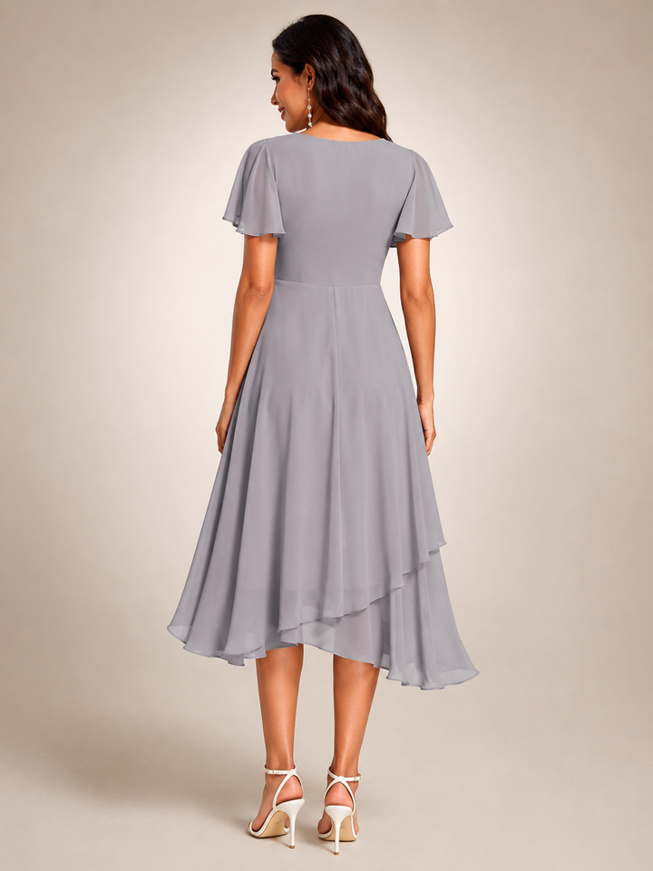 Roxane — Robe midi asymétrique à col V