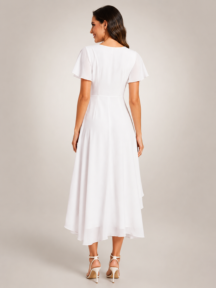 Roxane — Robe midi asymétrique à col V