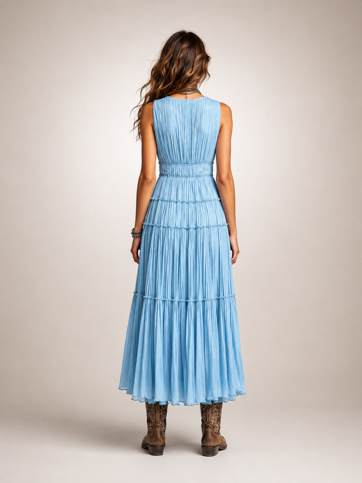 Garance — Robe longue bohème à volants étagés