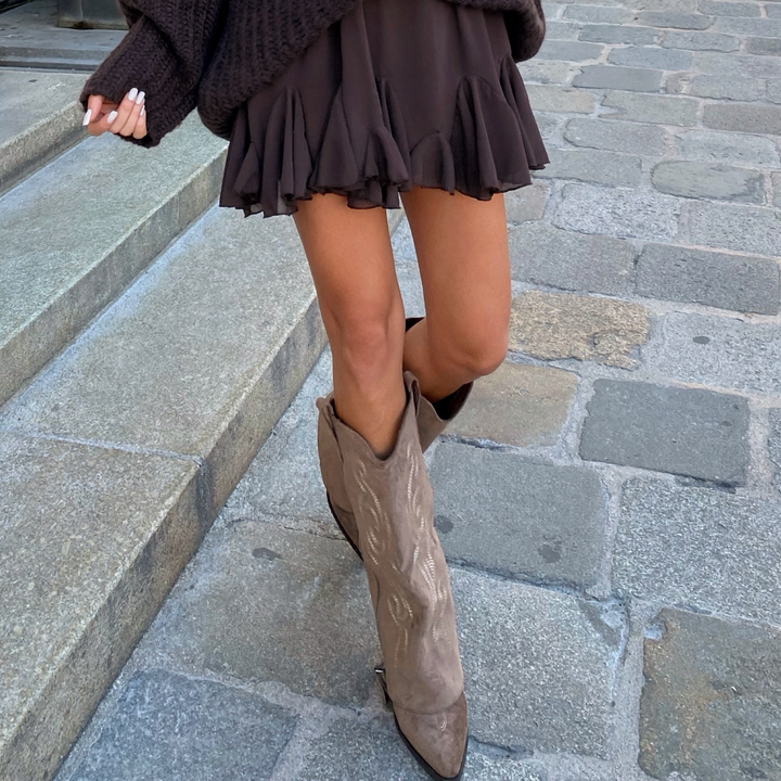 Ghislaine | Bottes western brodées marron