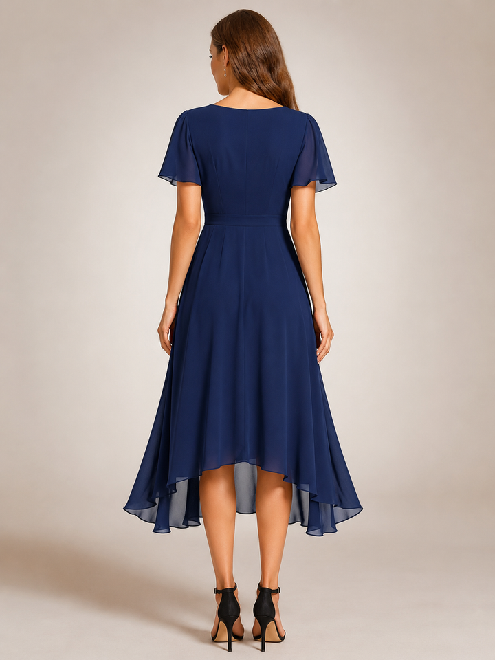 Roxane — Robe midi asymétrique à col V