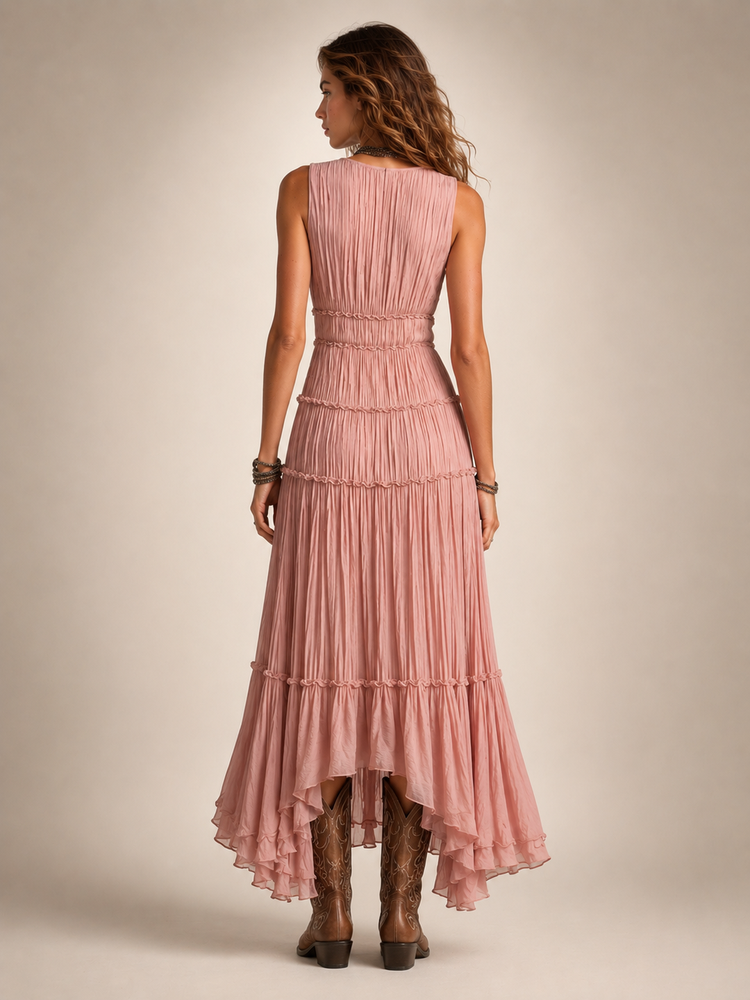 Garance — Robe longue bohème à volants étagés