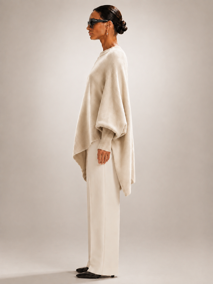 Élodie | Pull oversize drapé à ourlet asymétrique