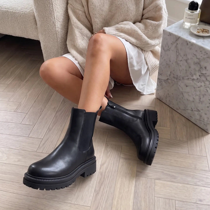 Clémence | Bottines Chelsea noires à semelle épaisse