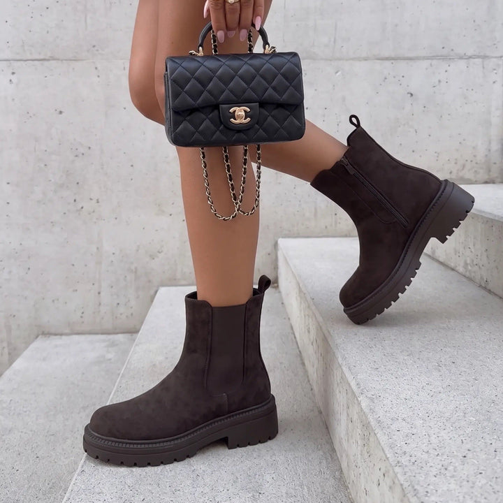 Élodie | Bottines Chelsea marron foncé en suédine