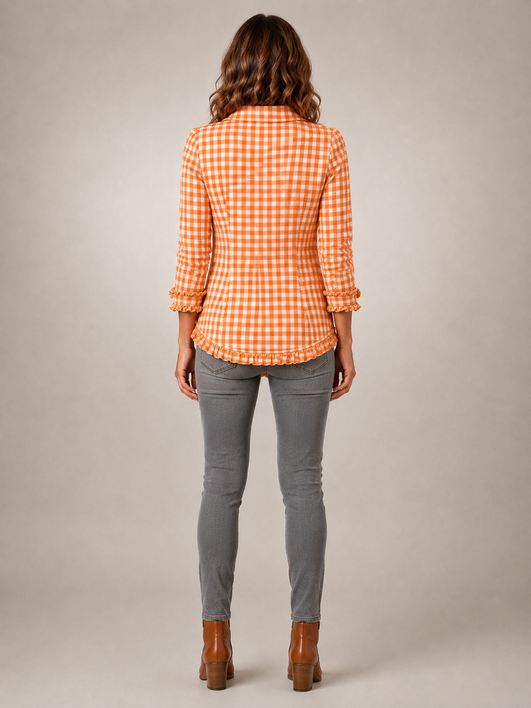 Charlene | Veste chemise volantée à carreaux