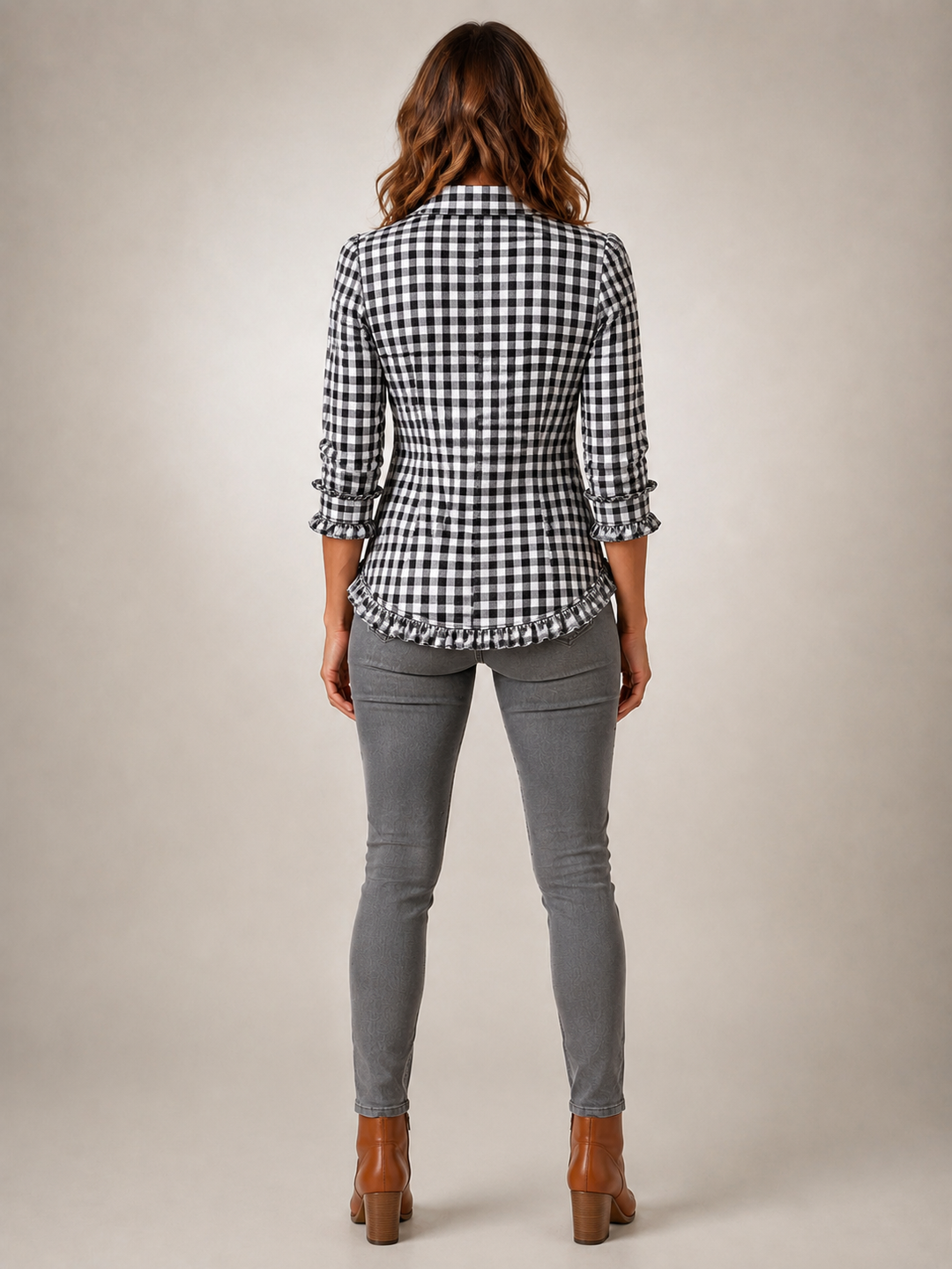 Charlene | Veste chemise volantée à carreaux