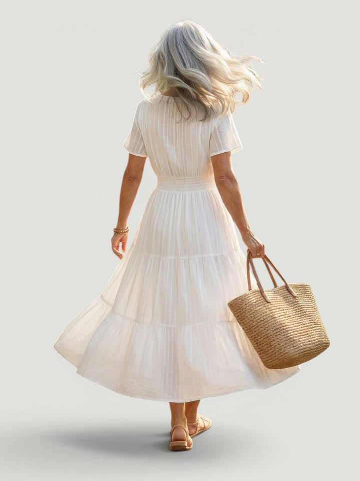 Ombline — Robe longue à taille froncée