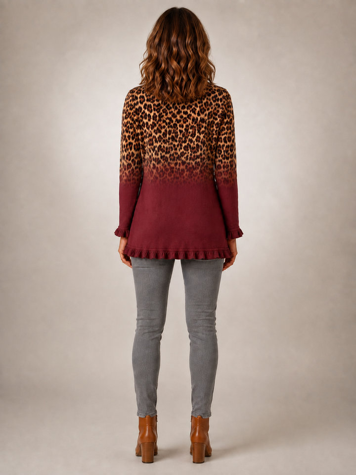 Talia | Blazer volanté léopard dégradé bordeaux