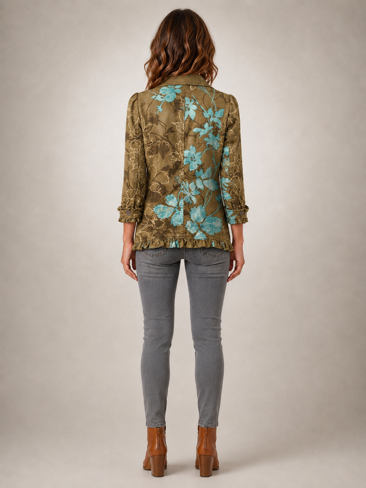 Sundara | Veste volantée bohème à imprimé floral dégradé