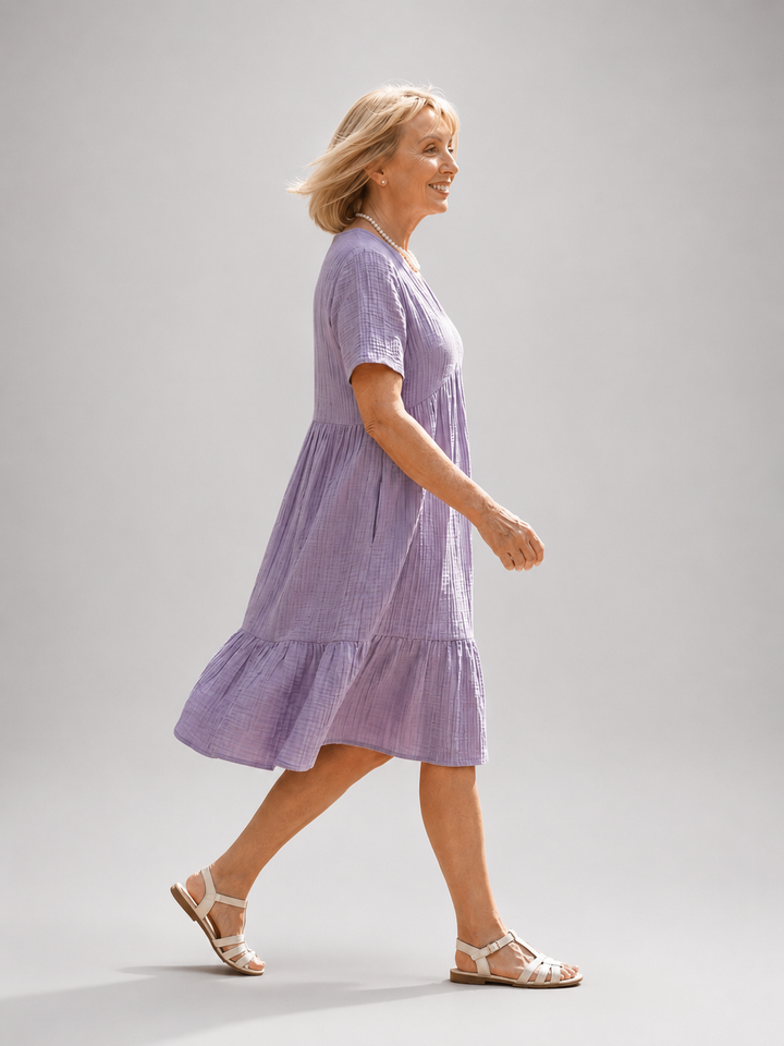 Azélie — Robe courte froncée en gaze de coton