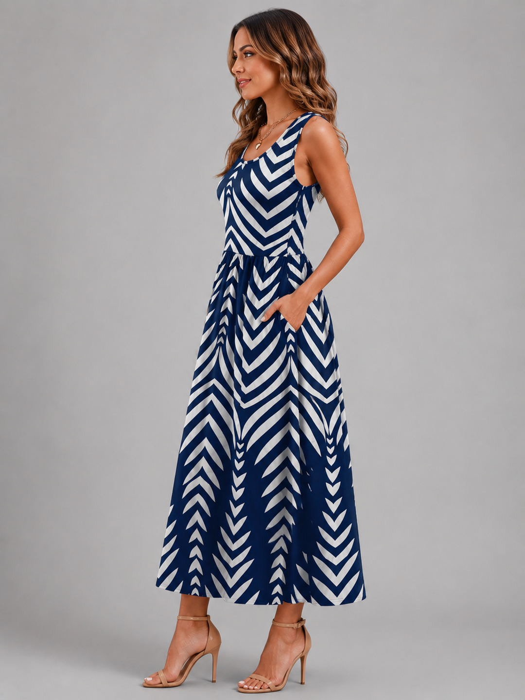 Ambre — Robe midi bohème à col licou