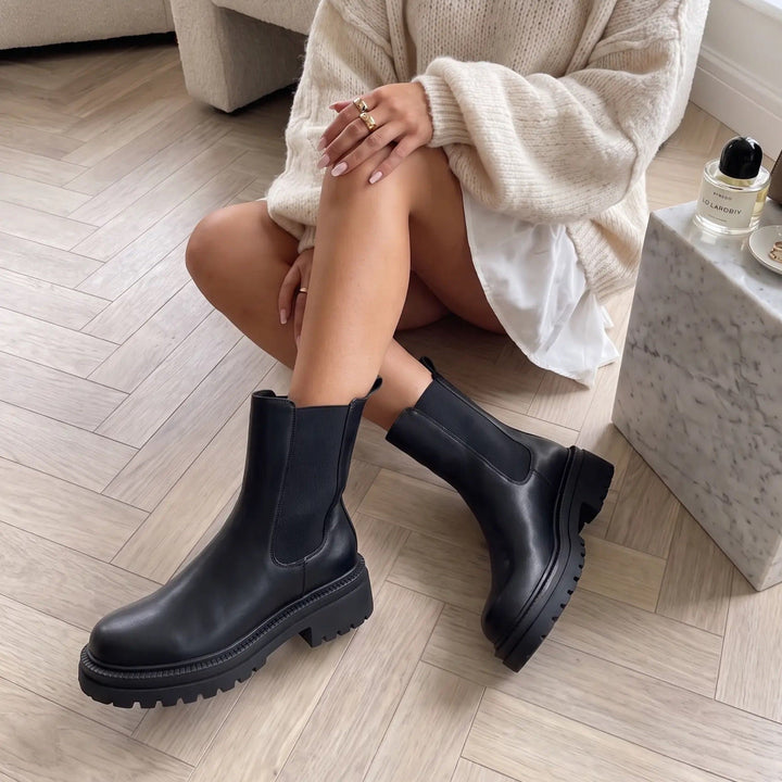 Clémence | Bottines Chelsea noires à semelle épaisse
