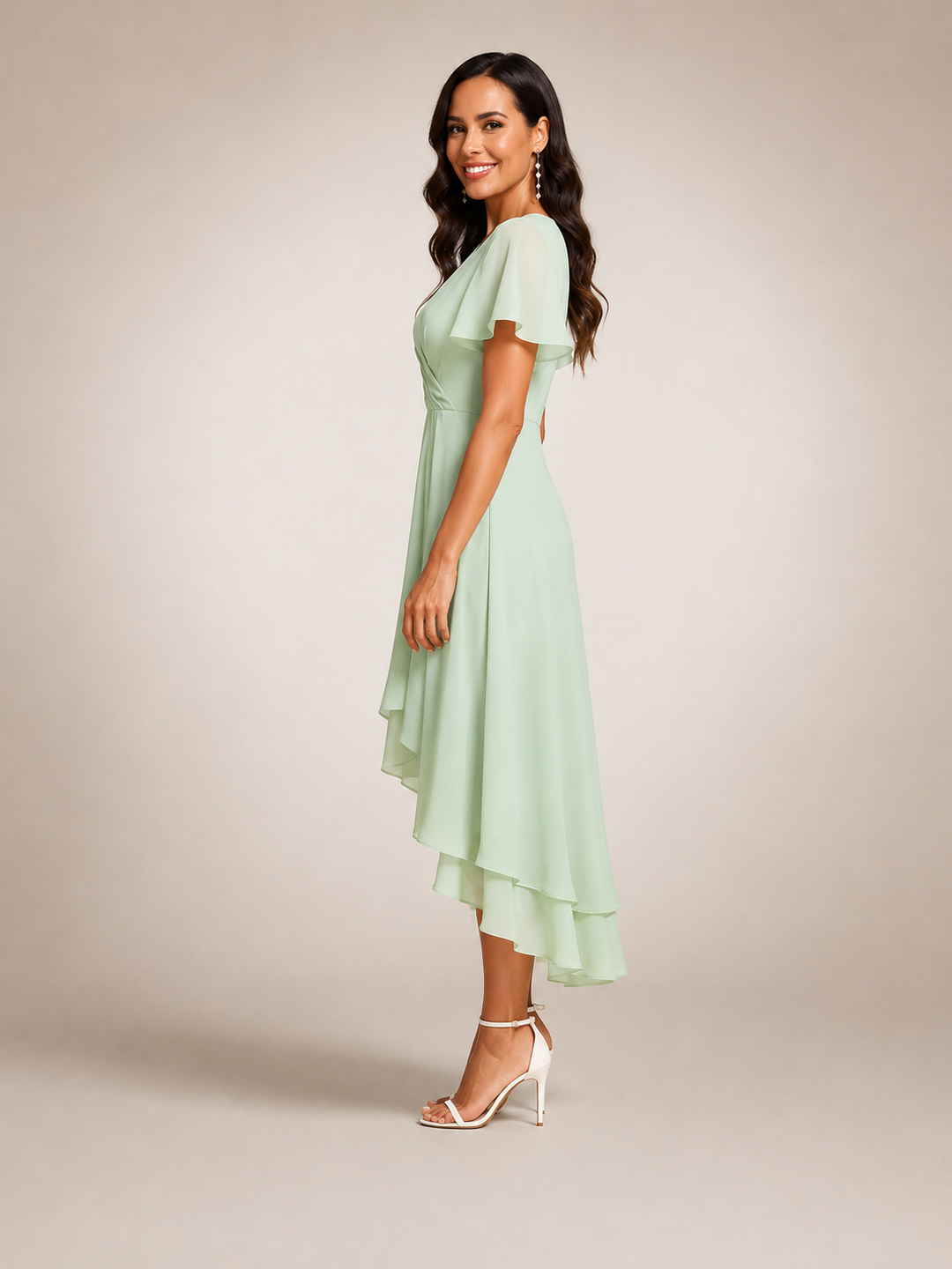 Roxane — Robe midi asymétrique à col V