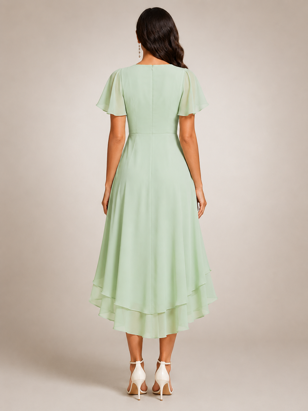 Roxane — Robe midi asymétrique à col V