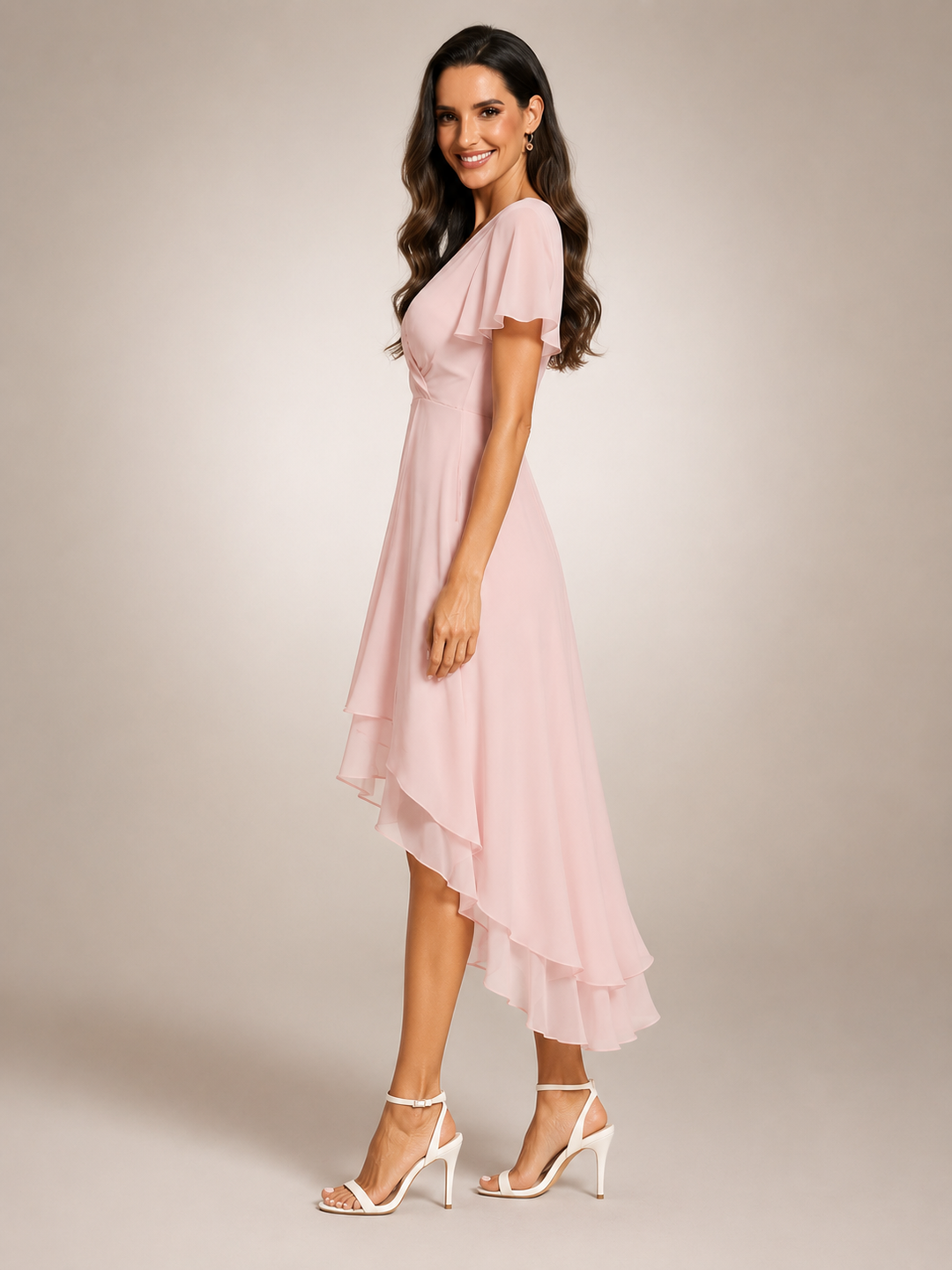 Roxane — Robe midi asymétrique à col V