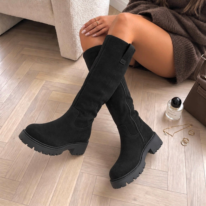 Annabelle | Bottes hautes noires en suédine
