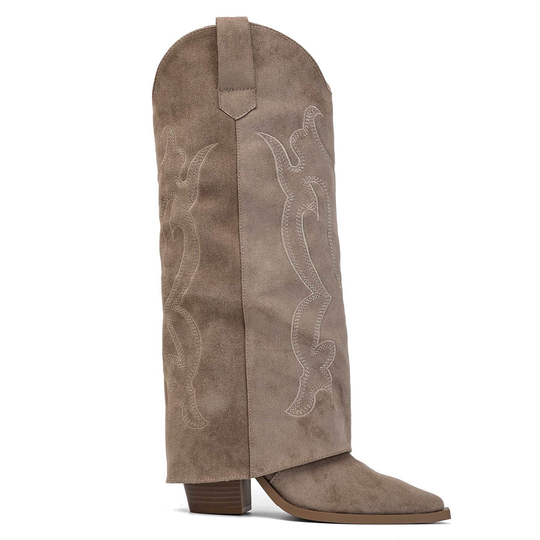 Élise | Bottes western brodées taupe
