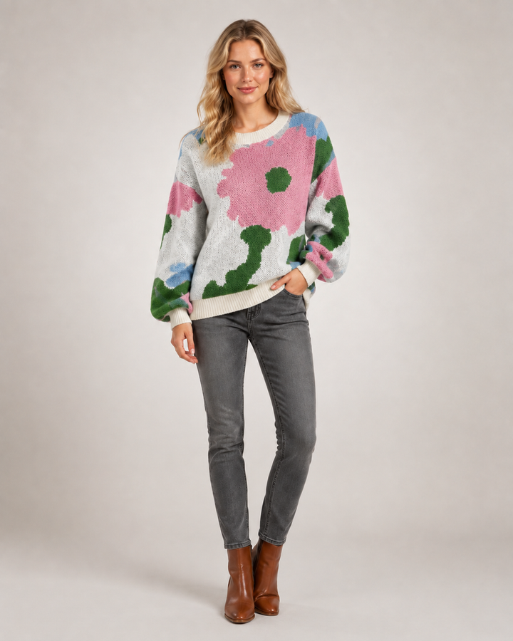 Sydney | Pull fleuri en maille