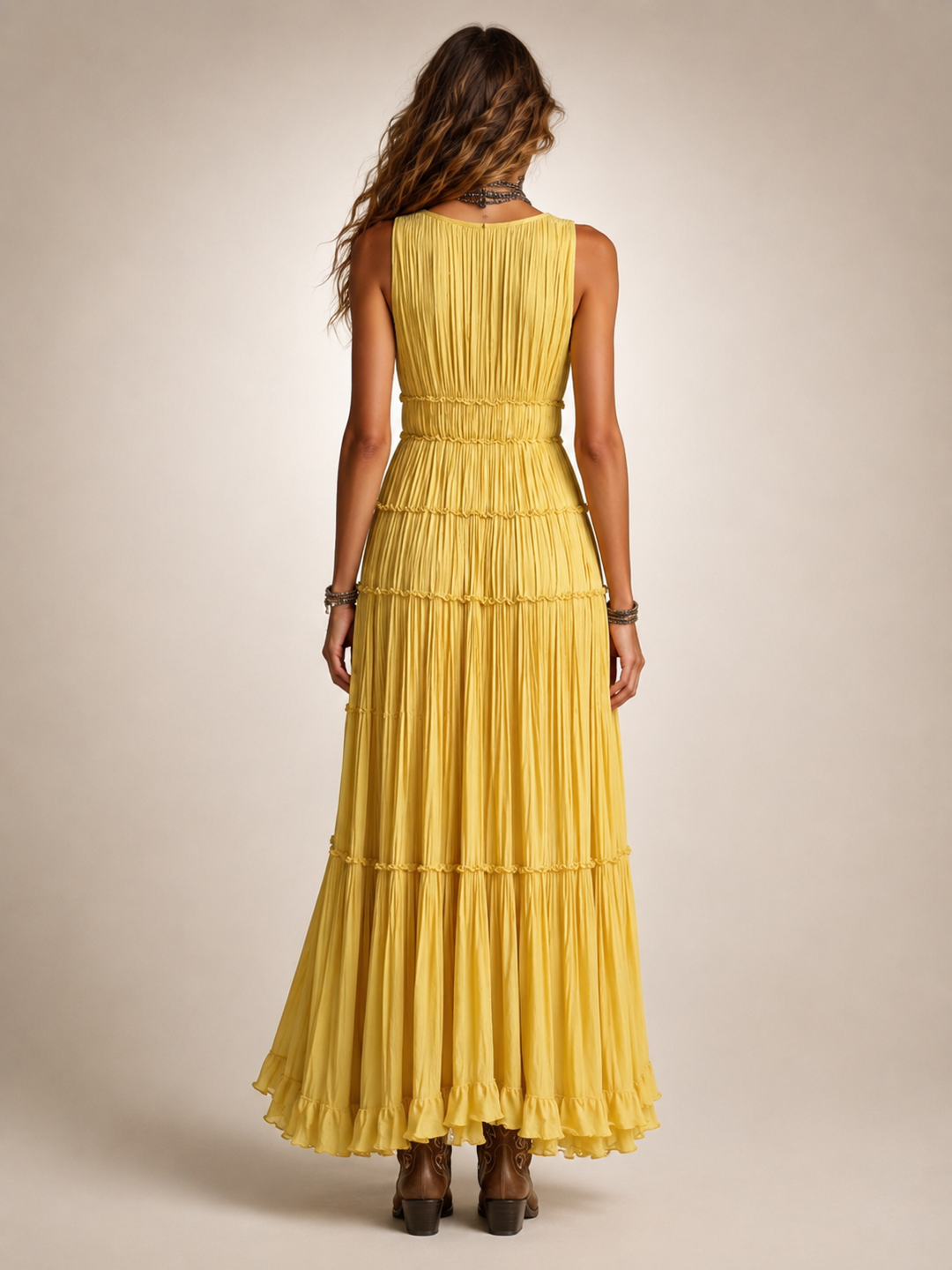 Garance — Robe longue bohème à volants étagés