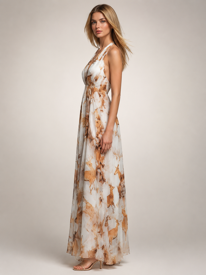 Rosemonde — Robe longue bohème à col licou