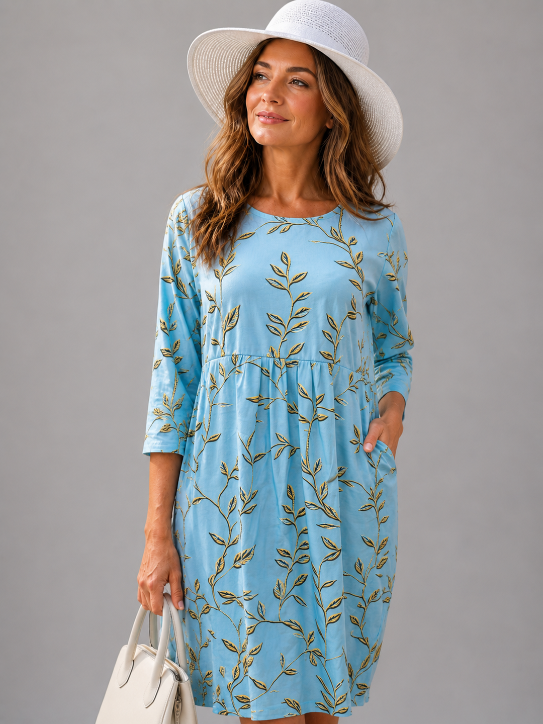 Zélia — Robe midi à rameaux brodés