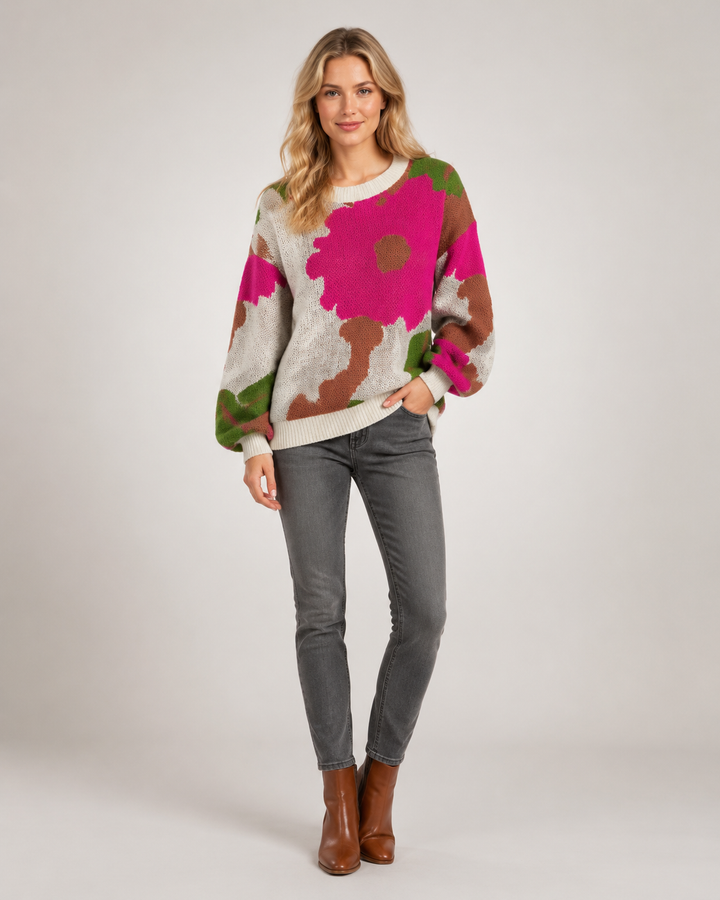 Sydney | Pull fleuri en maille