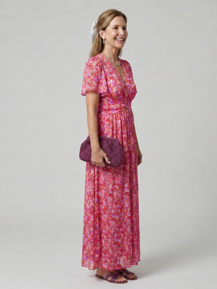 Elsa — Robe longue à petites fleurs