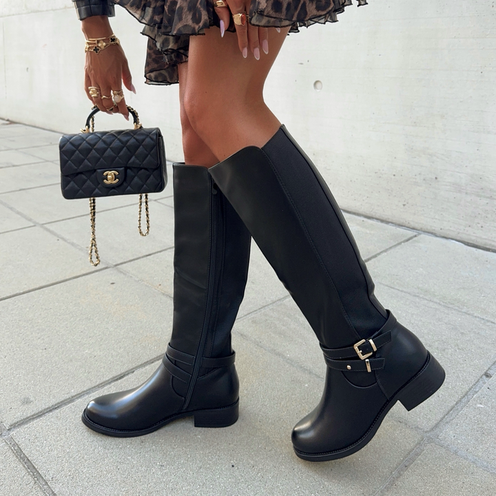 Maryse | Bottes noires fourrées à boucles