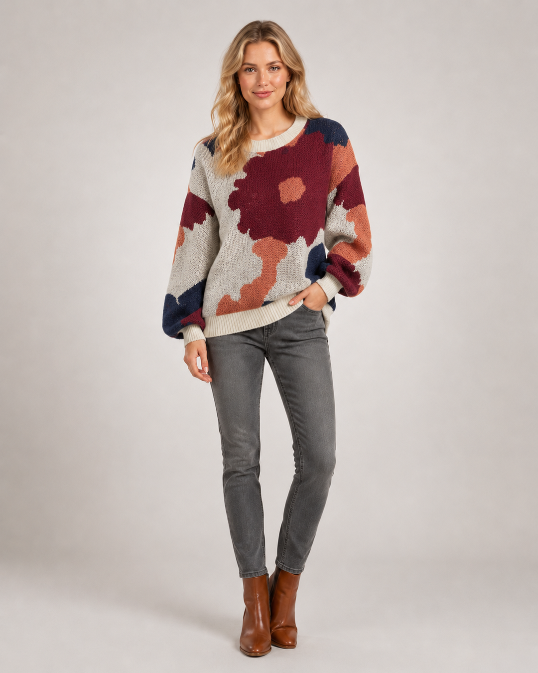 Sydney | Pull fleuri en maille