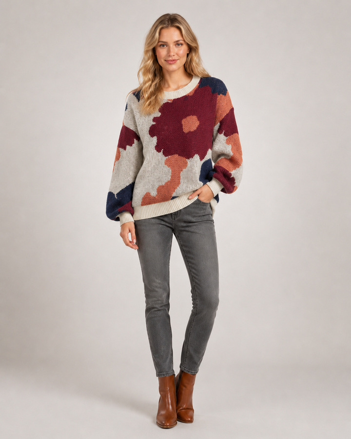 Sydney | Pull fleuri en maille