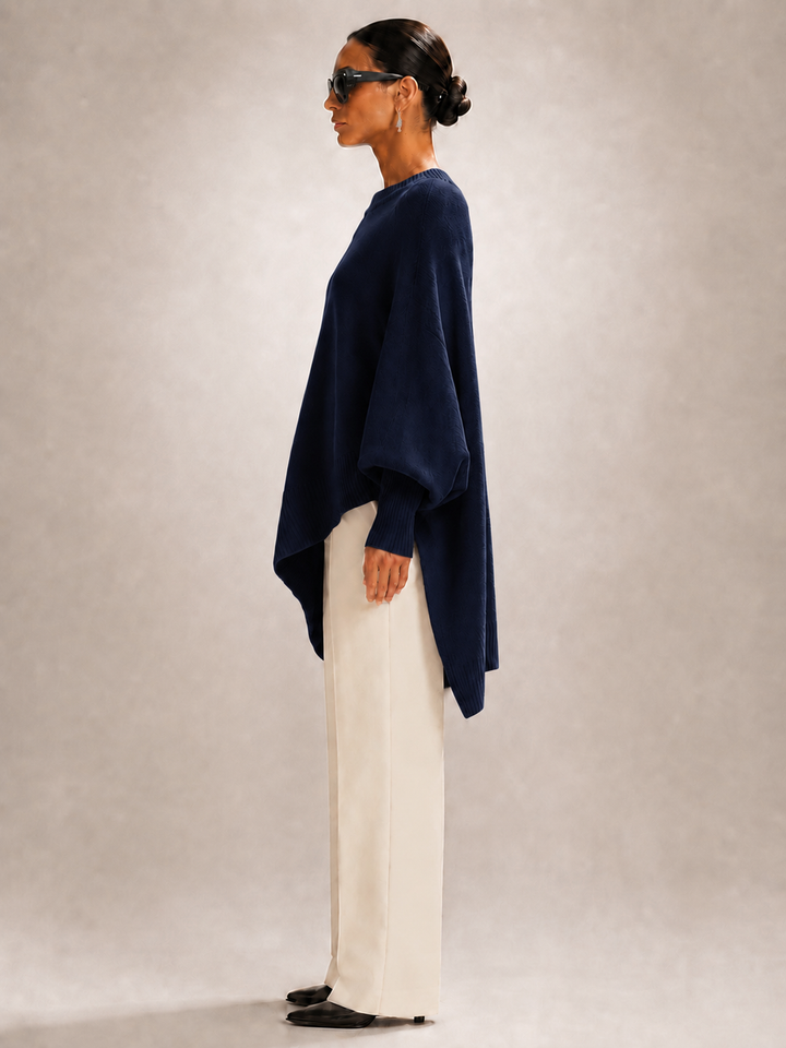 Élodie | Pull oversize drapé à ourlet asymétrique