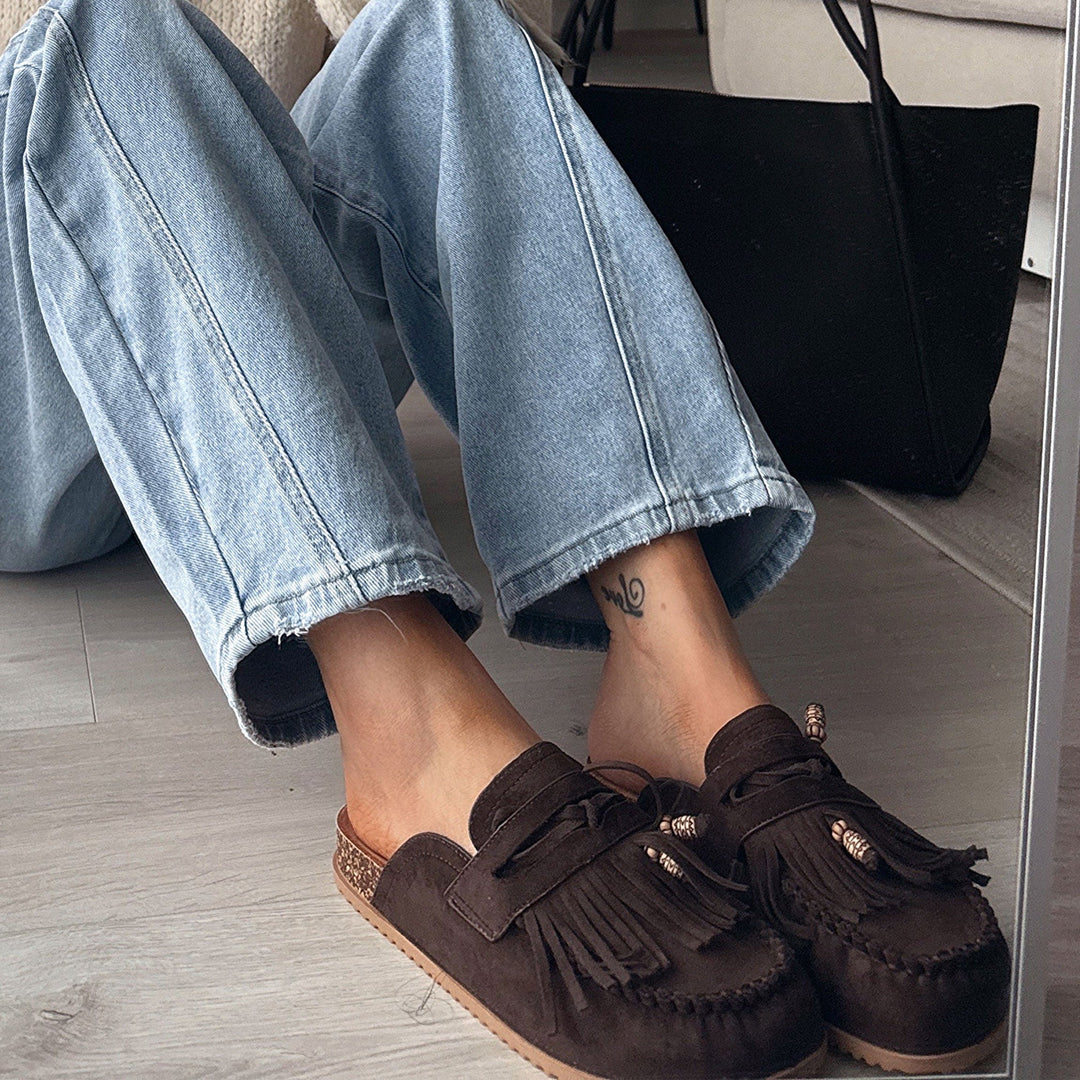 Paule | Mules marron foncé à semelle anatomique