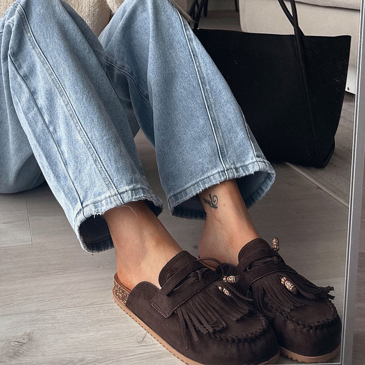 Paule | Mules marron foncé à semelle anatomique