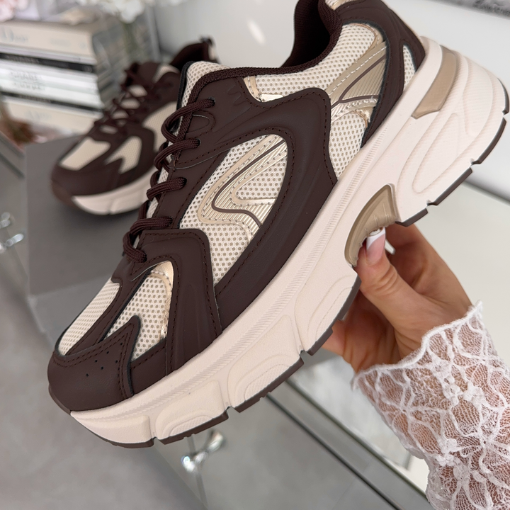 Jocelyne | Baskets massives beige et marron