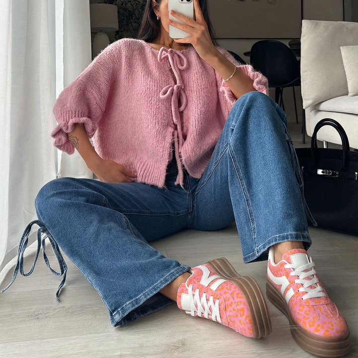 Rébecca | Baskets roses tachetées à plateforme