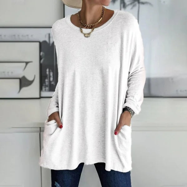 Maëlys | Tunique longue à poches — Blanc