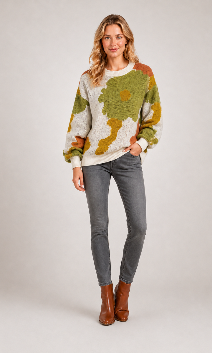 Sydney | Pull fleuri en maille
