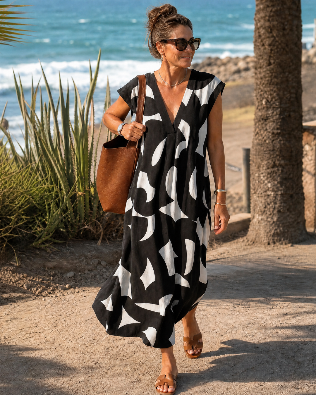 Ondine — Robe longue à imprimé graphique