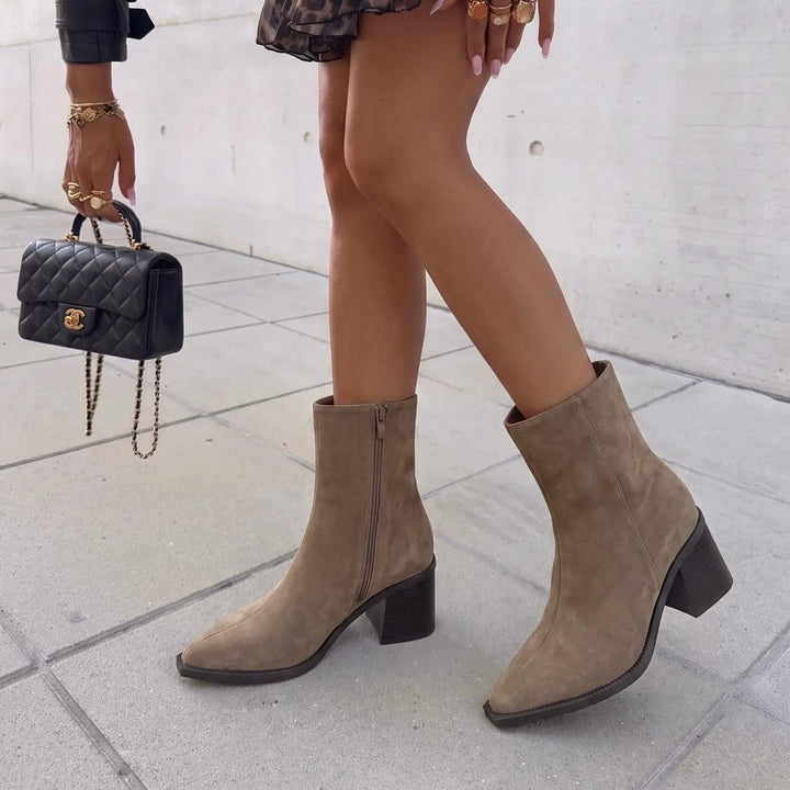 Pauline | Bottines taupe à talon
