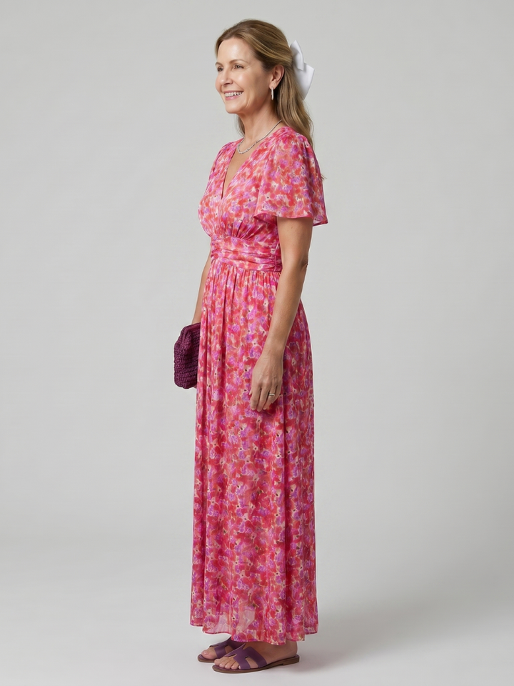 Elsa — Robe longue à petites fleurs