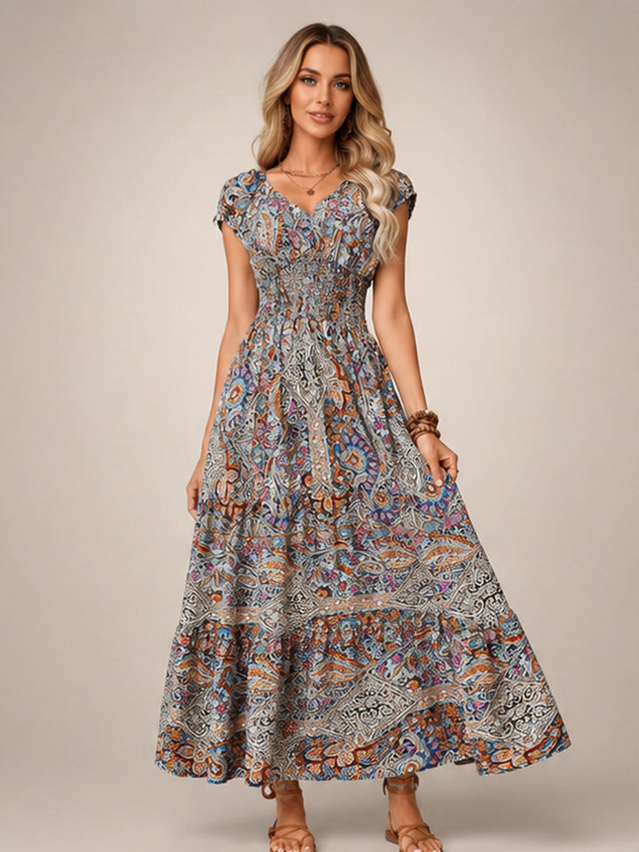 Ombeline — Robe longue bohème à imprimé cachemire, coloris Lavande