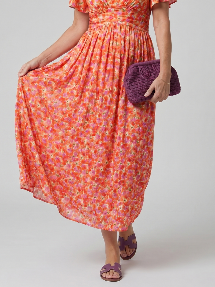 Elsa — Robe longue à petites fleurs