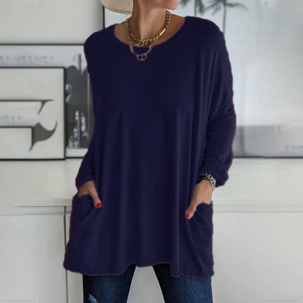 Maëlys | Tunique longue à poches — Bleu marine