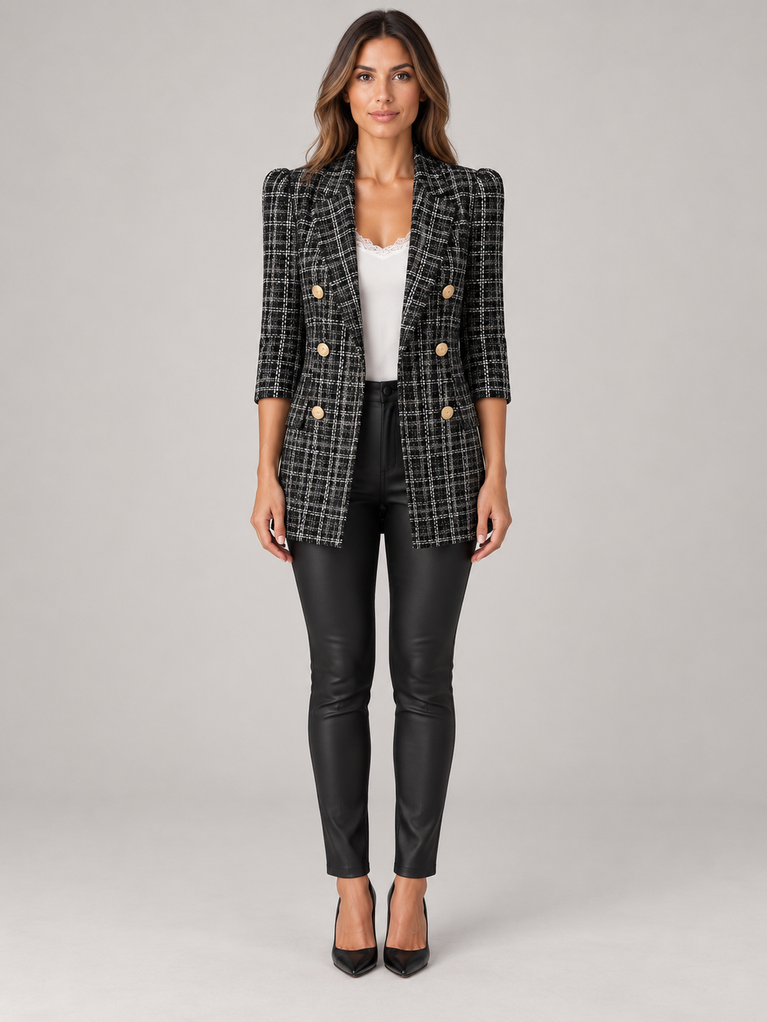 Ysée | Blazer croisé à carreaux