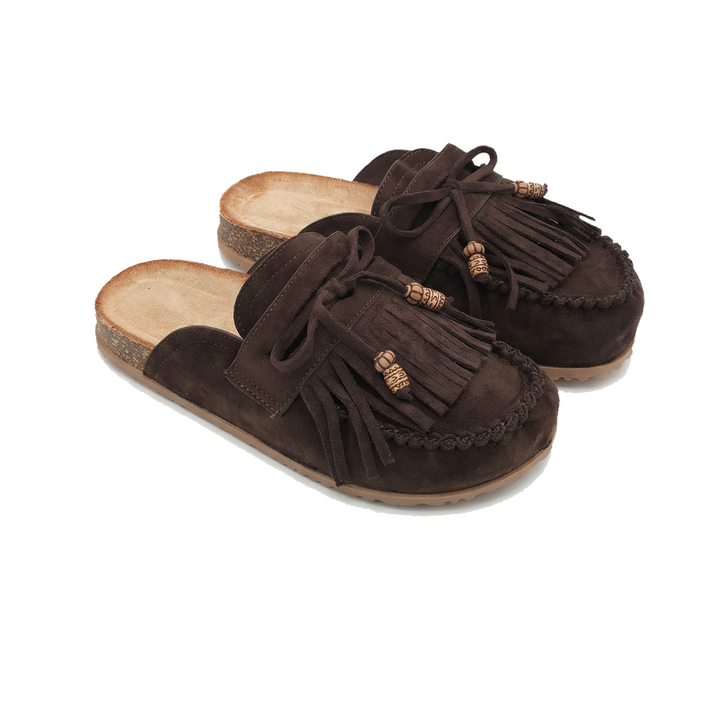 Paule | Mules marron foncé à semelle anatomique